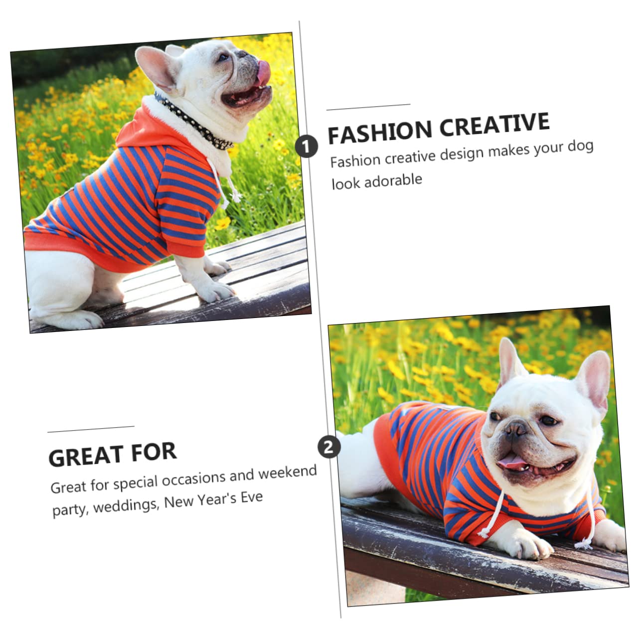 Angoily 3pezzi Costume Strisce Per Cani Maglietta Comoda e Calda Per Inverno Outfit Per Occasioni Speciali e Fotografie Per Animali Domestici Perfetta Per Festività e Feste