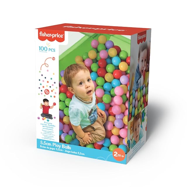 Fisher Price - 100 Pelotas Multicolor - para Piscina de Bolas - 6 Colores - Diámetro 5,5 cm (Deqube 920D00176)