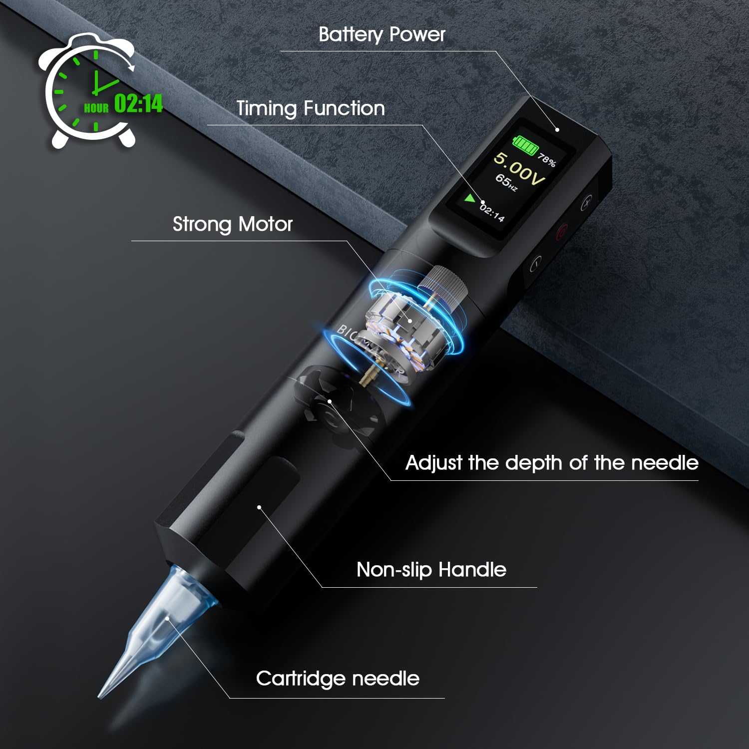 Máquina Rotativa Inalámbrica Biomaser con Juego Completo, 2 Baterías de 1600 mAh, 20 Agujas, 11 Botellas de Tinta para Artistas Profesionales y Principiantes