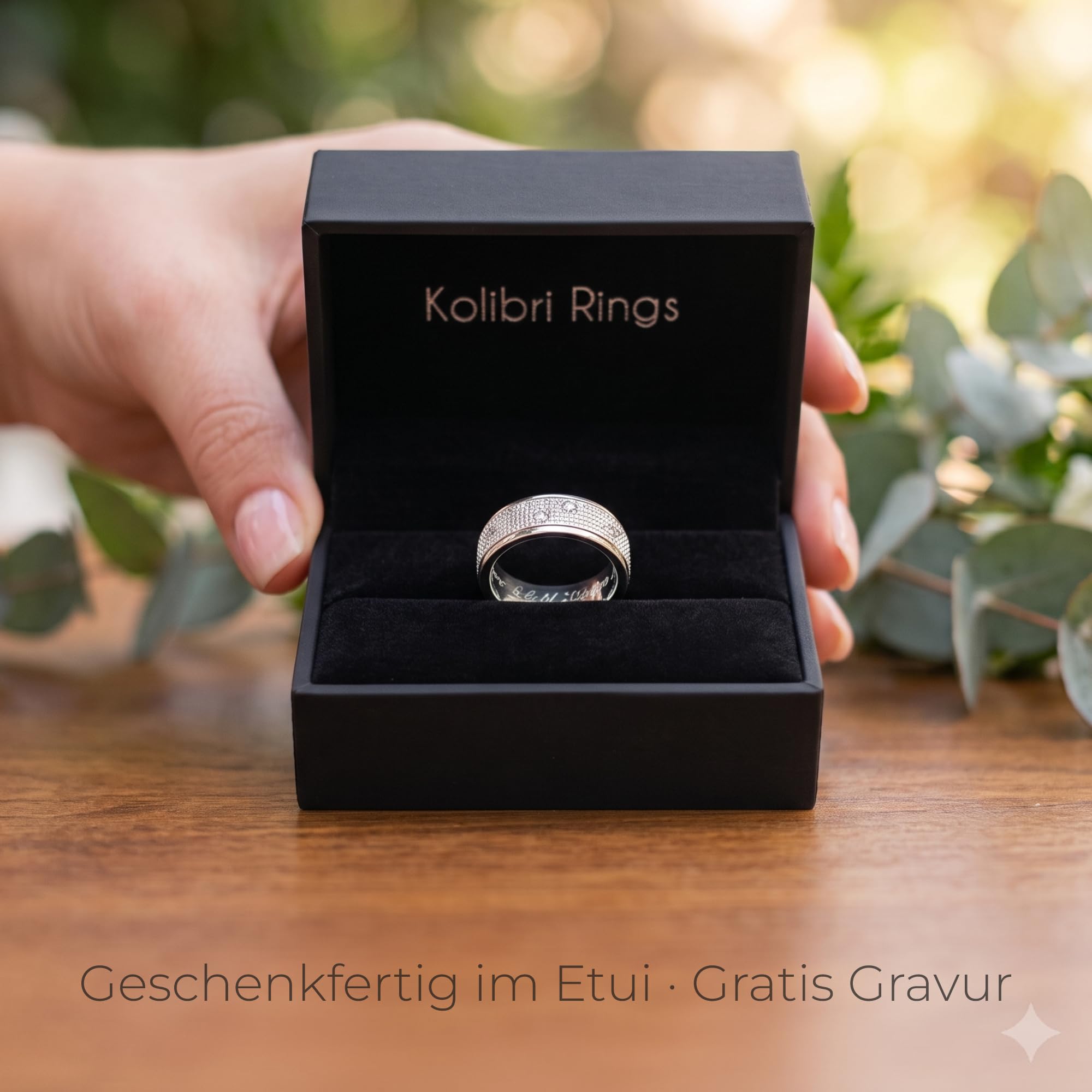 Kolibri Rings Damenring 11 Zirkonia Steine Sterling Silber 925 Ehering Verlobungsring Partnerring Freundschaftsring Ring - Gratis Gravur und Etui