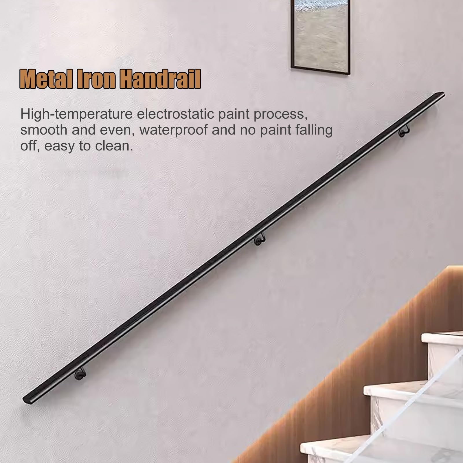 Metal Handrail With Curved Returns - ADA Compliant Wall Mount Grab Rail - Victorian Stair Rail - UK