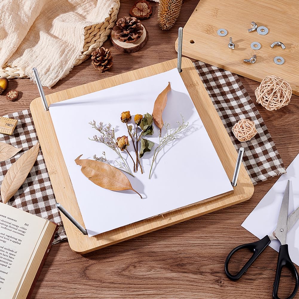 AHANDMAKER Prensa de flores de madera, 9.84 x 9.84 pulgadas, máquina de prensa de libros cuadrada, máquina de prensa de papel plano, prensa de libros para prensa de flores, suministros de