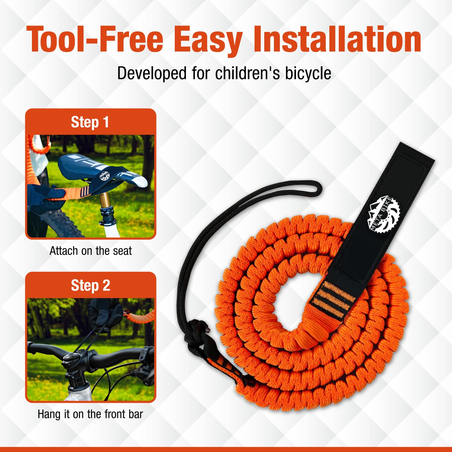 TowKid - Cuerda de Remolque de Bicicleta para niños, Cuerda elástica de 2,5 m