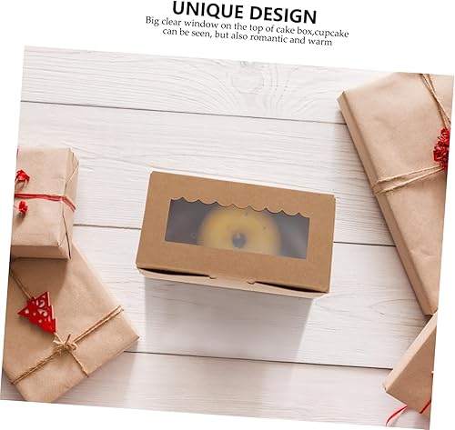 Miniatura 4 de Mobestech 2 juegos de 12 piezas de caja de papel kraft marrón pastel cupcakes contenedores de almacenamiento de cupcakes contenedores de magdalenas