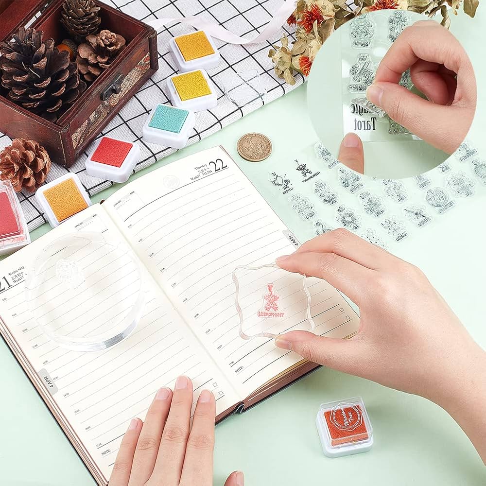 GLOBLELAND Tarot Pattern Clear Stamps Vintage Style Silicone