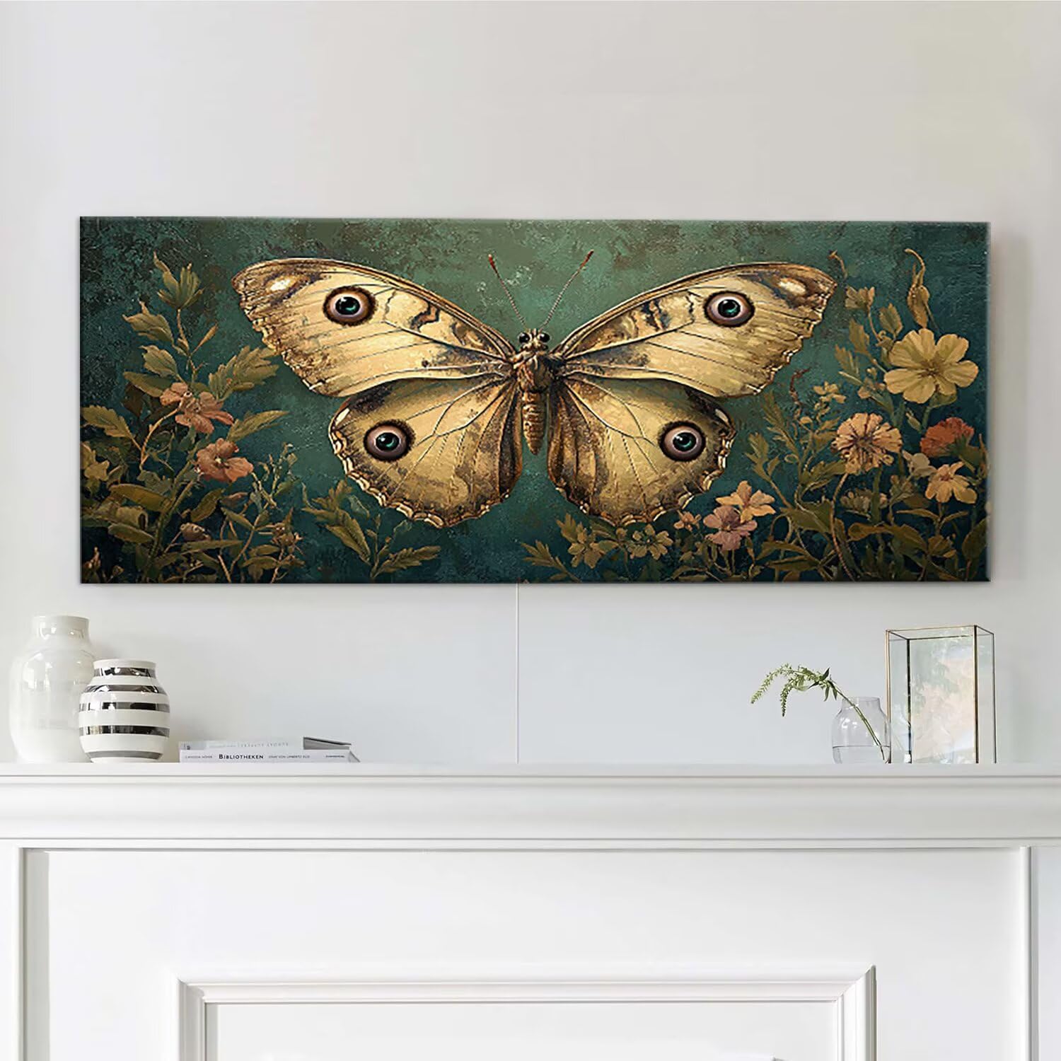 Malen nach Zahlen Erwachsene Vintage Schmetterlinge - Paint by Numbers Adult Mit 4 Pinseln und Acrylfarbe - DIY Handgemalt Ölgemälde Kit für Geschenke, Wanddeko und kreative Freizeit 120x60cm x-224