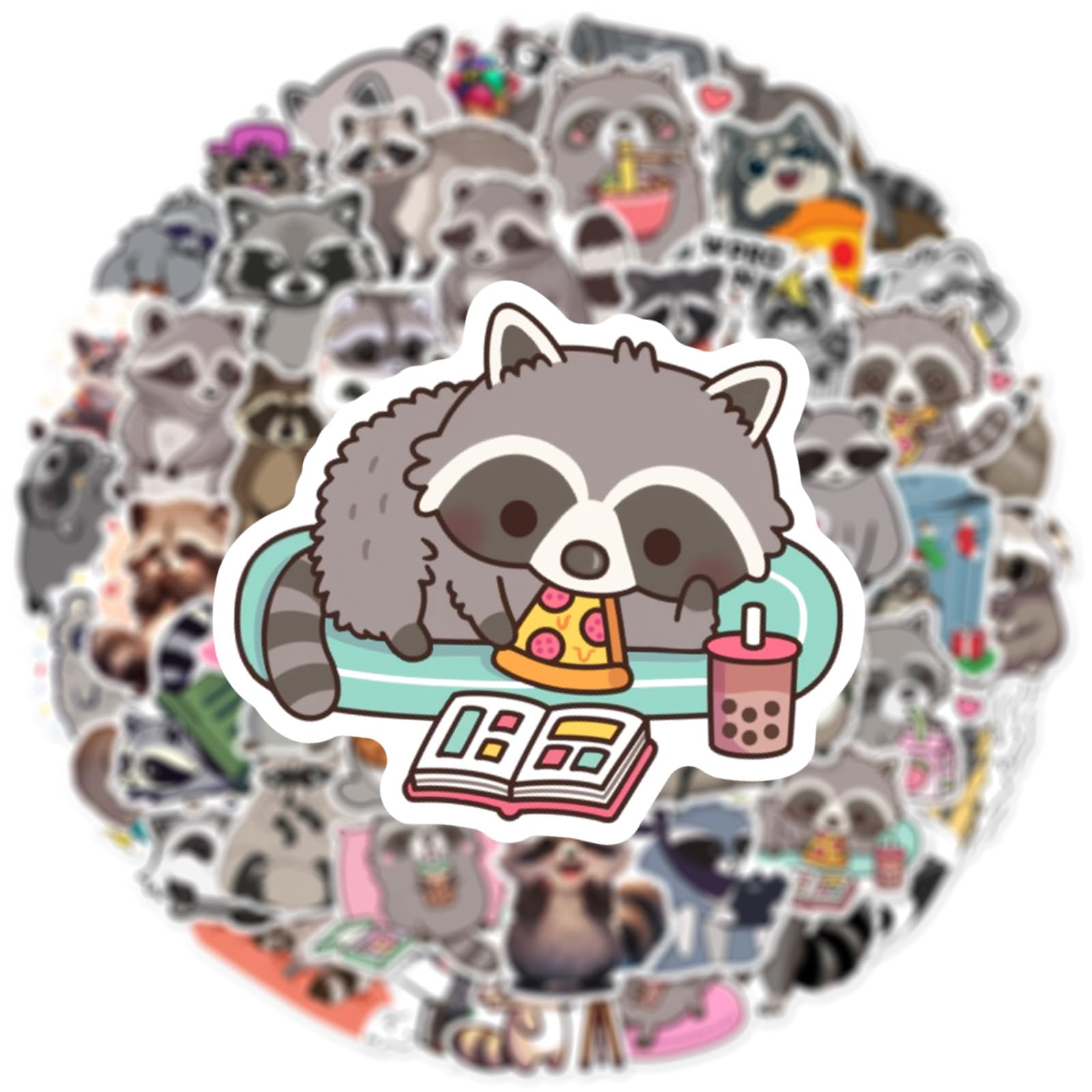 Cute Raccoon Stickers 50PCS for Adult Kids Teens,Kawaii Cartoon Animal Waterproof Decals for Laptop Scrapbook Luggage Water Bottle Cup Guitar Bicycle Cars Journal Refrigerator Phone Computer - Image 3
