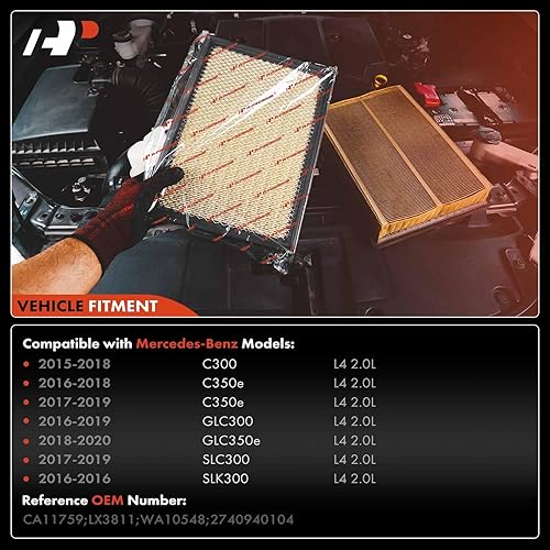 Miniatura 5 de A-Premium Filtro de aire de motor compatible con Mercedes-Benz C300 2015-2018, C350e 2016-2018, E300 2017-2019, GLC300 2016-2019, GLC350e 2018-2020,
