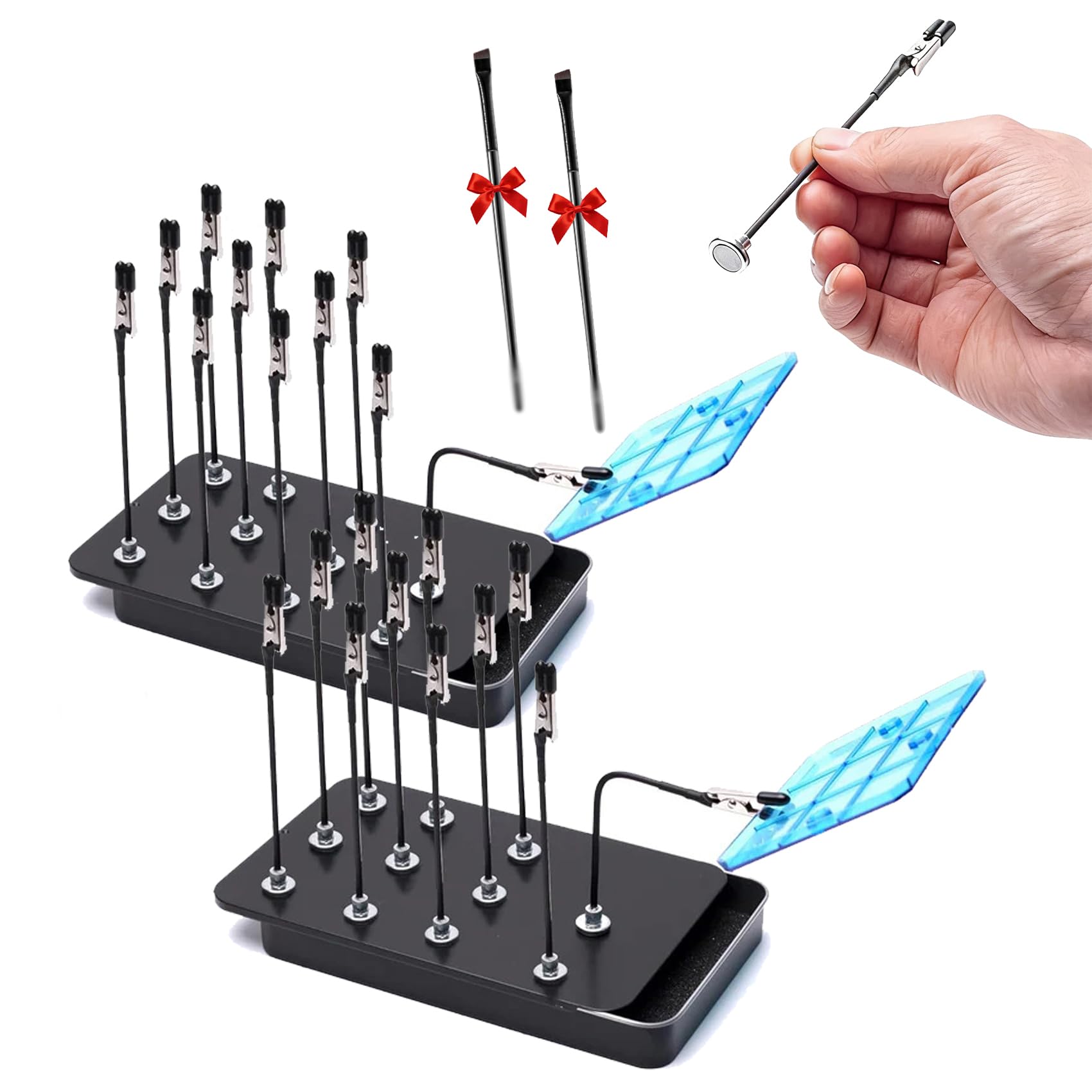 MagStand Pro Magnetic Helping Hands Soldering Tool - Adjustable Alligator Clip Holder, Making Easier to Paint Small Details, Strong Magnetic Base for Model Builders & Miniature Painters(2*Black)