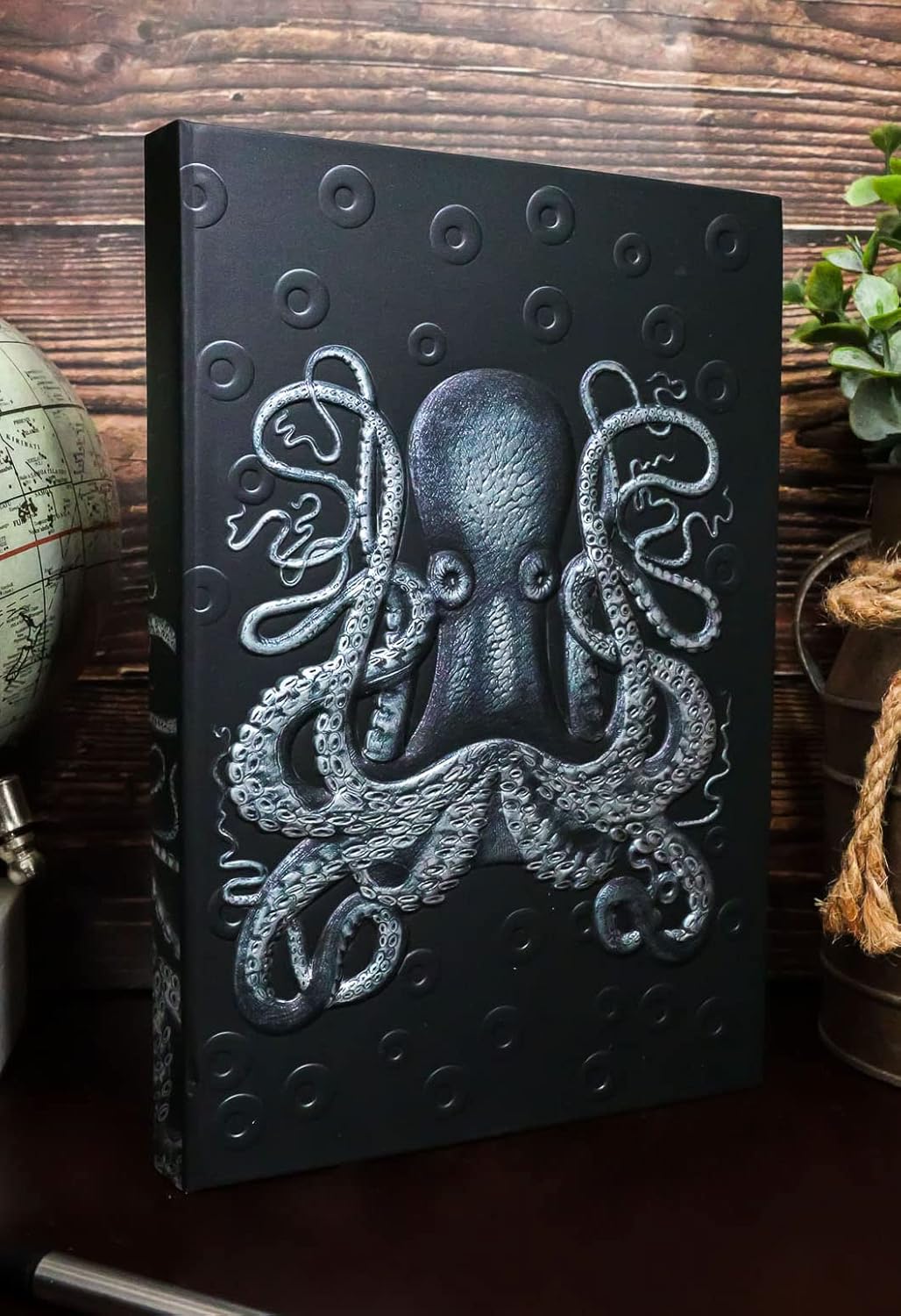 Ebros Gift Fantasy Necromancy Alchemy Kraken Sea Monster Titan Octopus Skull Journal Embossed Blank Page Hardcover Journal Book with Bookmarking Ribbon 8.25"x5.75"