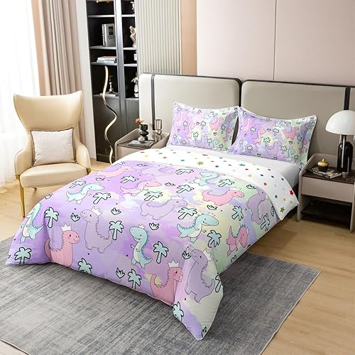 Miniatura 10 de Erosebridal Juego de funda de edredón 100 % algodón de mármol morado y rosa, tamaño matrimonial, juego de ropa de cama femenina de acuarela para