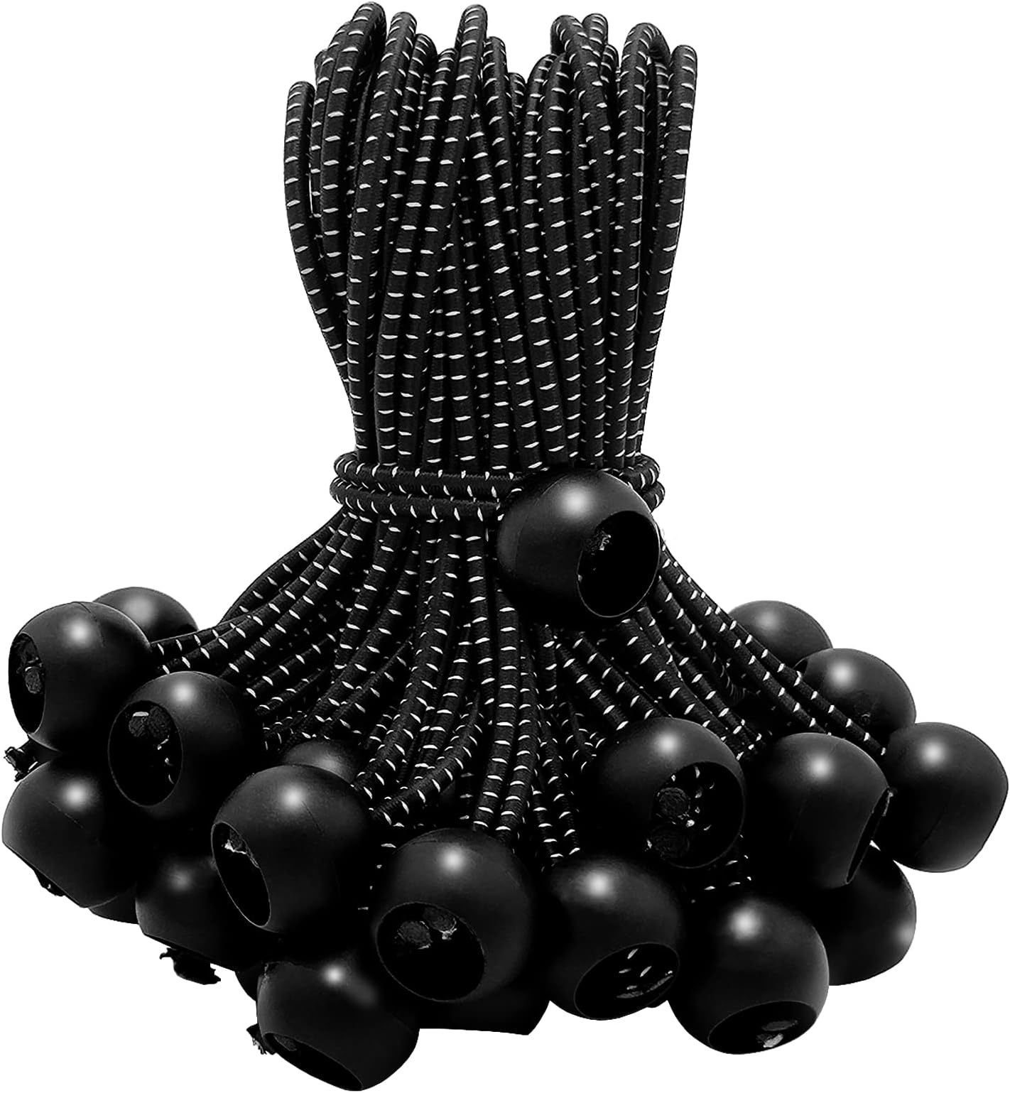 50 Pack 6 Inch Bungee Cords,Bungee Balls, Bungee Cords with Balls,Elastic String Ties for Camping, Tents, Tarp, Canopy Shelter, Wall Pipe,Holding Wire and UV Resistant,Tarp tie Down