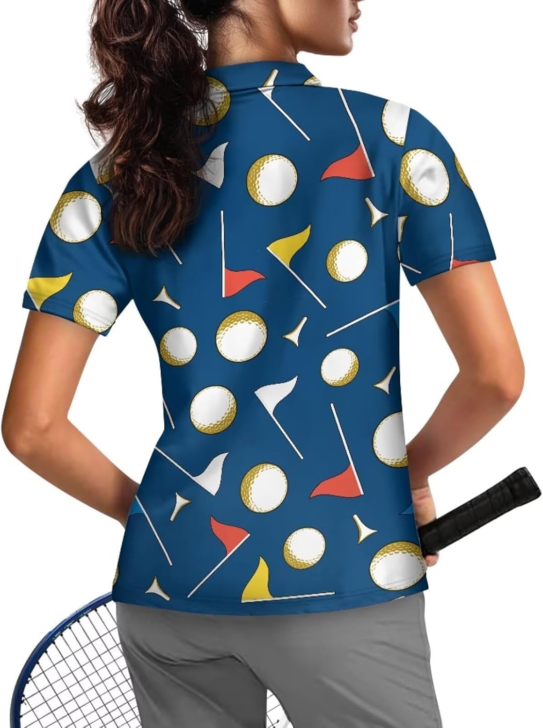 Suobstales Womens Golf Shirt Short Sleeve Tennis Shirt Quarter Zip Golf Pullover Sun Protection Golf Polo Shirt Athletic Tops