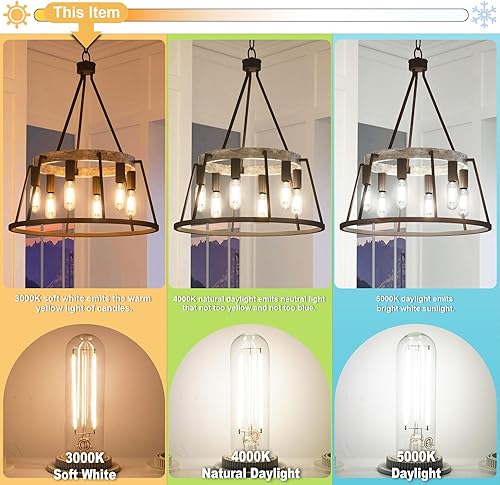 Miniatura 4 de hansang Bombilla LED E26 Edison, equivalente a 40 W, bombilla LED T10 tubular regulable blanca cálida de 3000 K, bombillas de base E26 para