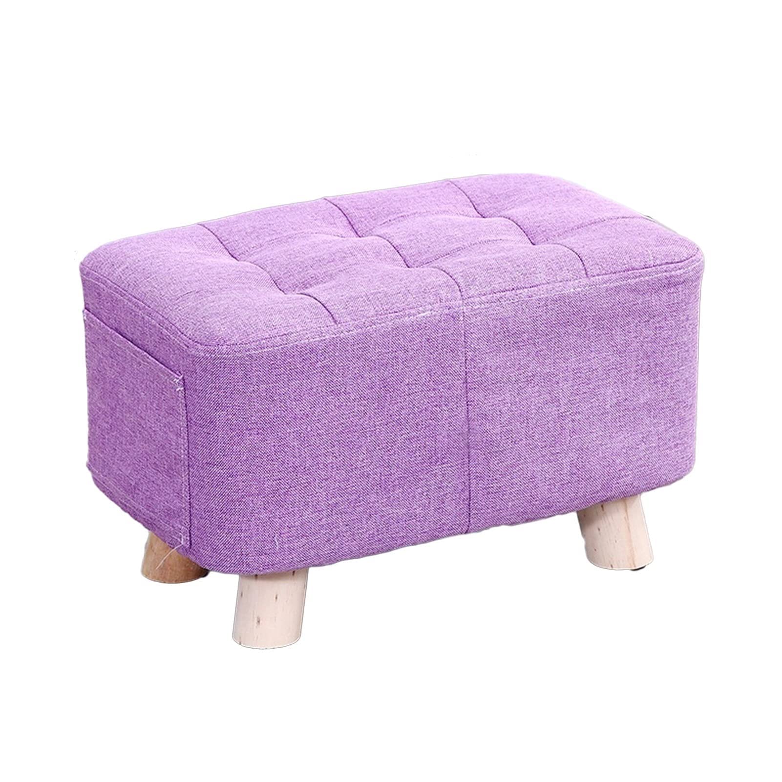 Tabouret bas de couloir en tissu violet pour changer de chaussures