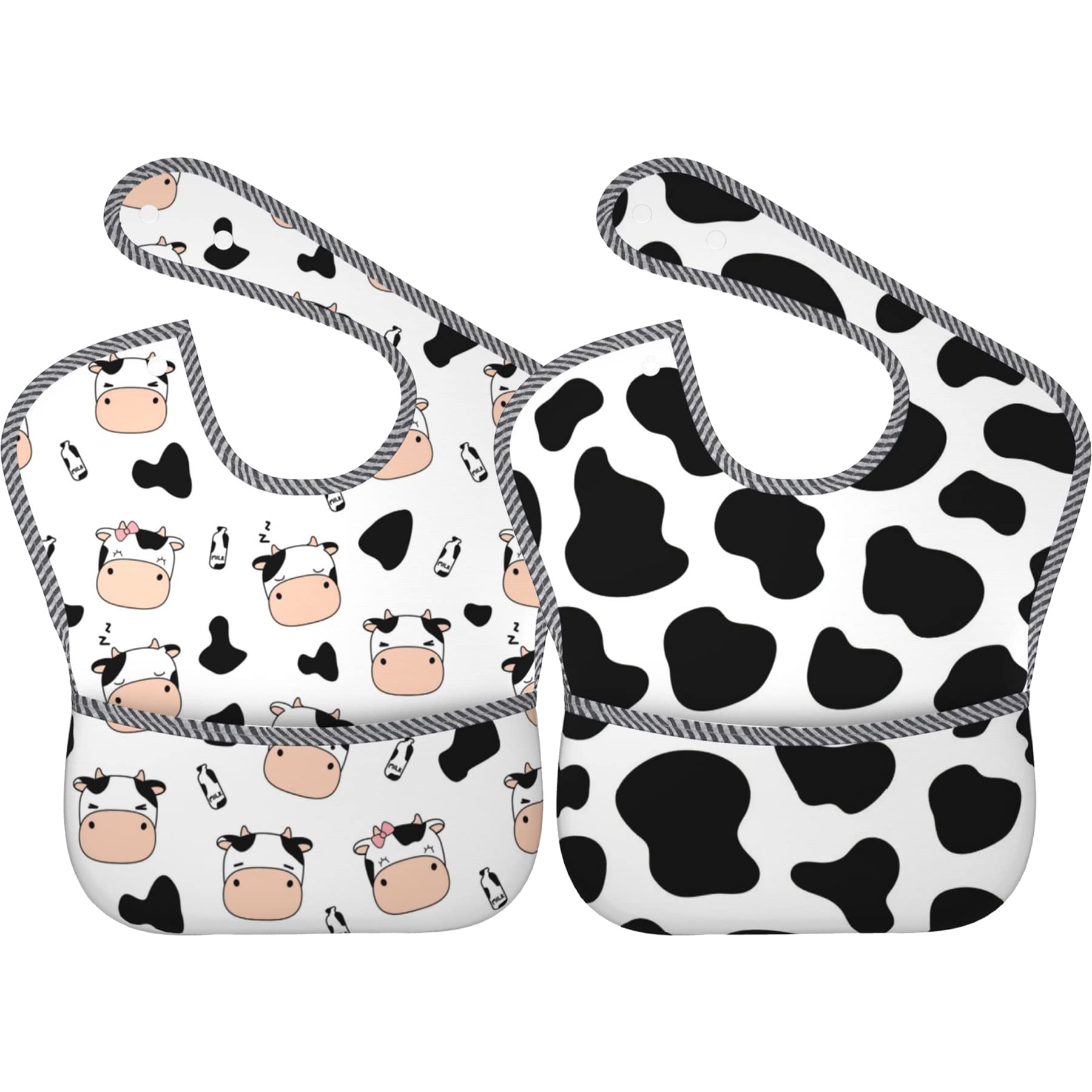 Qwalnely Bibs Cute Baby Stuff 2Packs for 6-24 Months Waterproof Washable Fabric