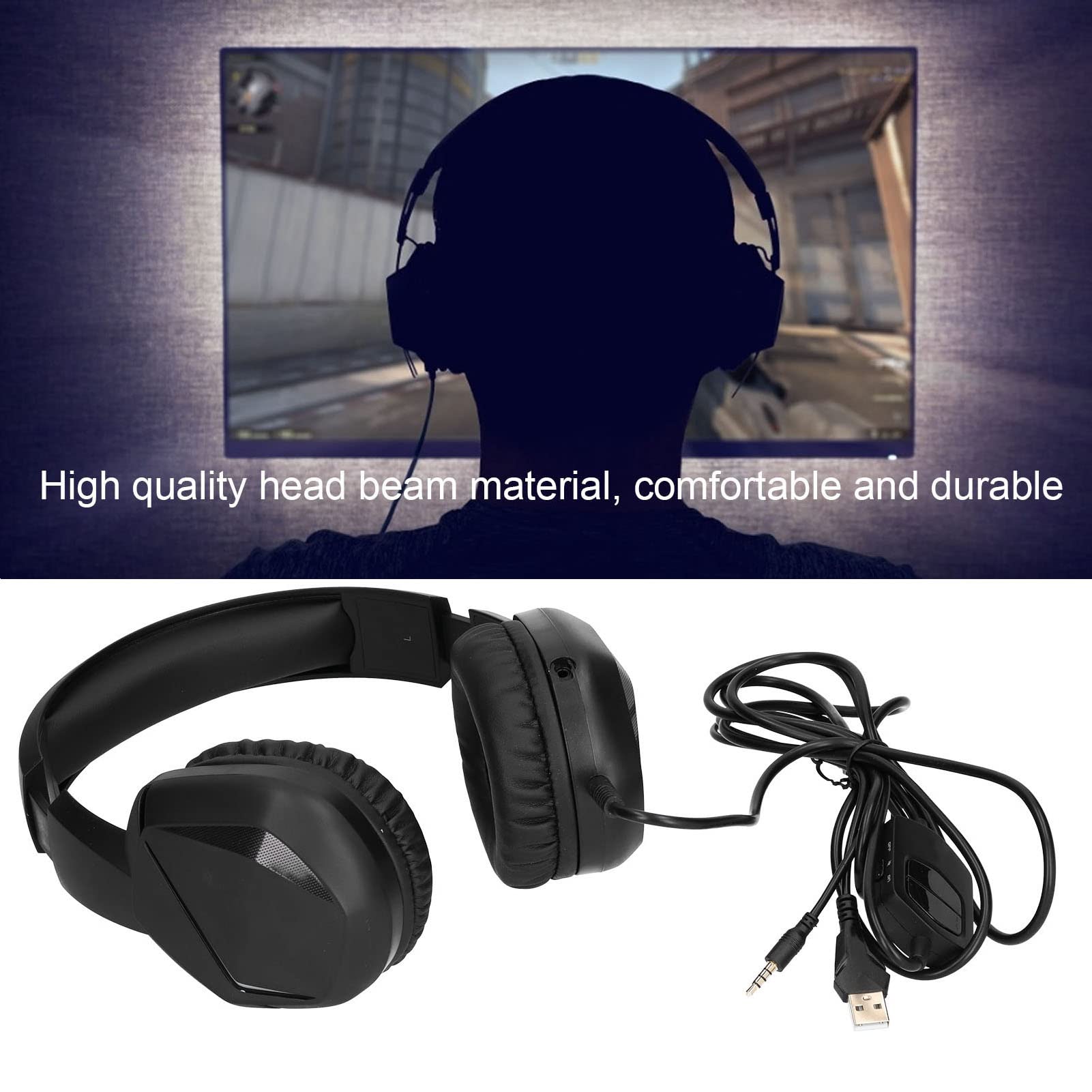 XINL Cuffie da Gioco, Cuffie da Gioco Stereo sensibili Suono Surround virtuale Ruotabile a 160° per PC per Laptop per telefoni cellulari(con Spina da 3,5 mm)