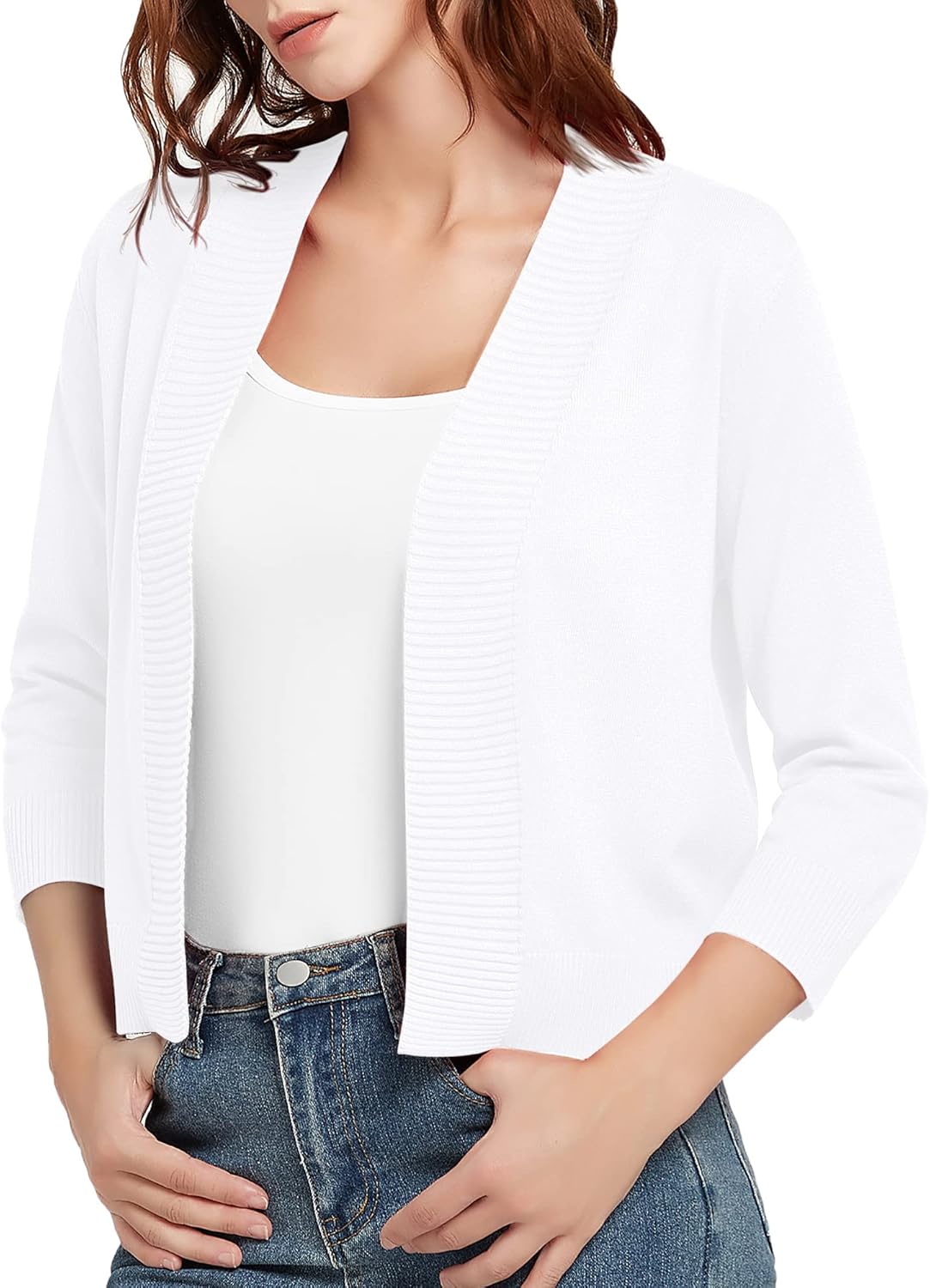 Urban CoCo Women's 3/4 Sleeve Short Cropped Cardigan Sweaters Lightweight Shrug Sweater Jacket for Dresses - Image 4