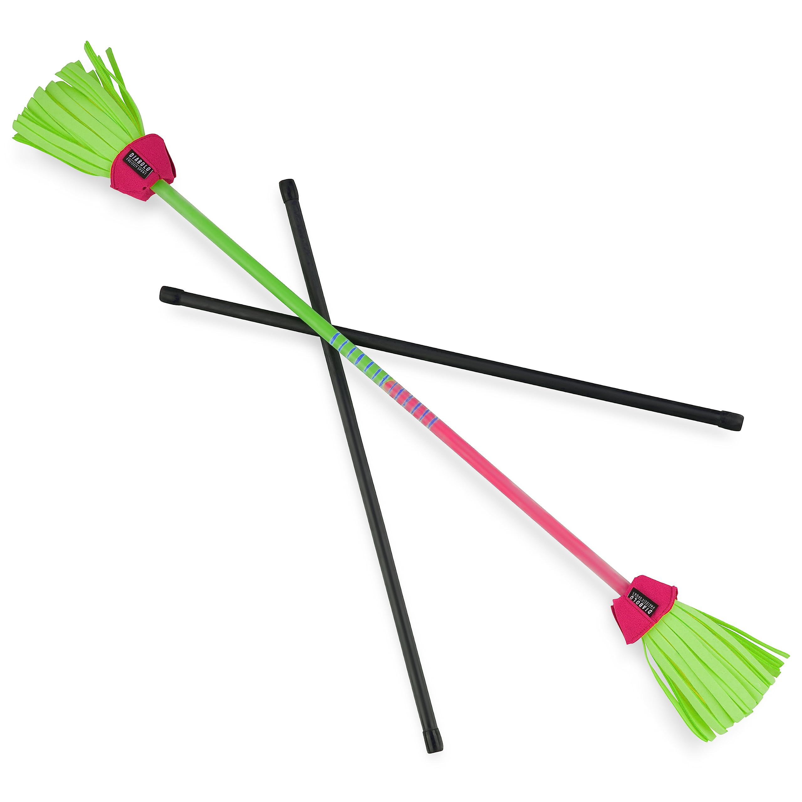 Diabolo Freizeitsport Flowerstick Pro Bâton de fleurs en fibre de verre avec 2 baguettes manuelles Réactif aux UV Peint à la main
