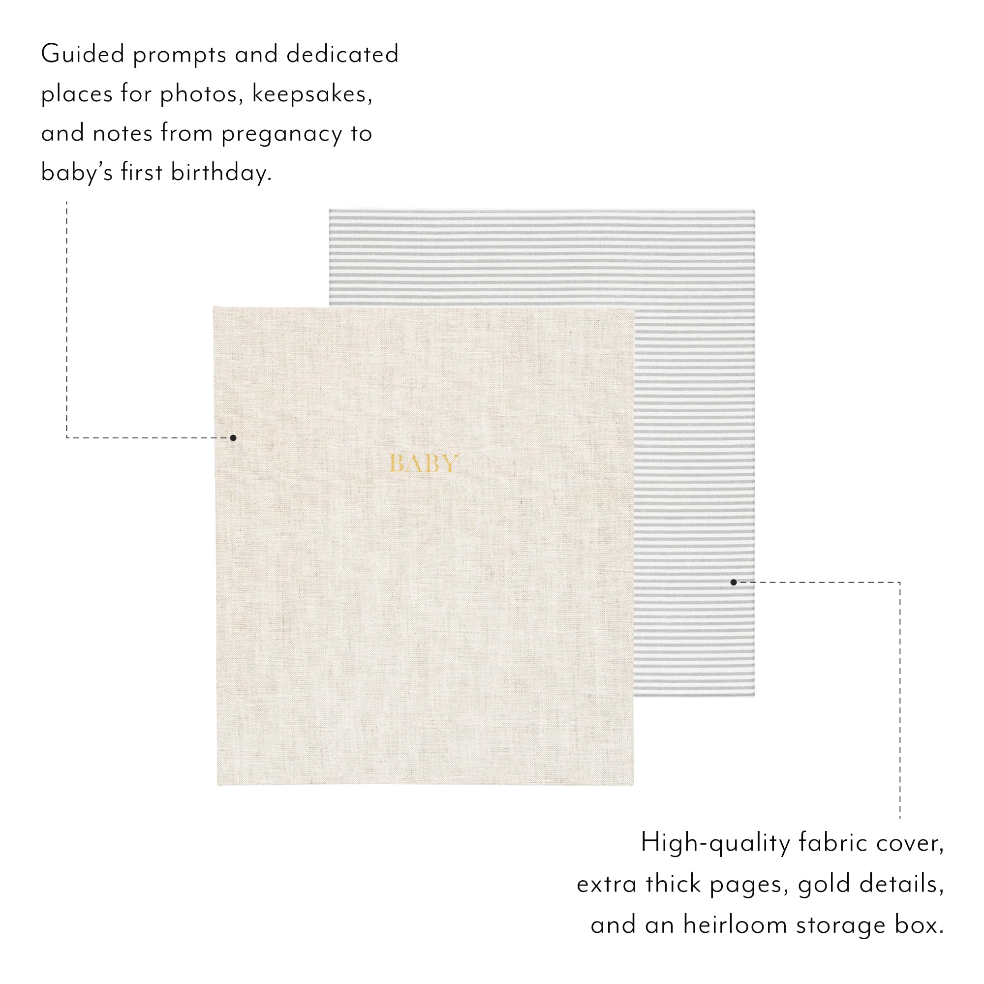 Sugar Paper Erinnerungsbuch für Babys – Erinnerungsbuch von der Schwangerschaft bis zum ersten Jahr – Meilenstein-Tagebuch mit Taschenaufbewahrung – Babyparty-Idee – geschlechtsneutrales Geschenk –