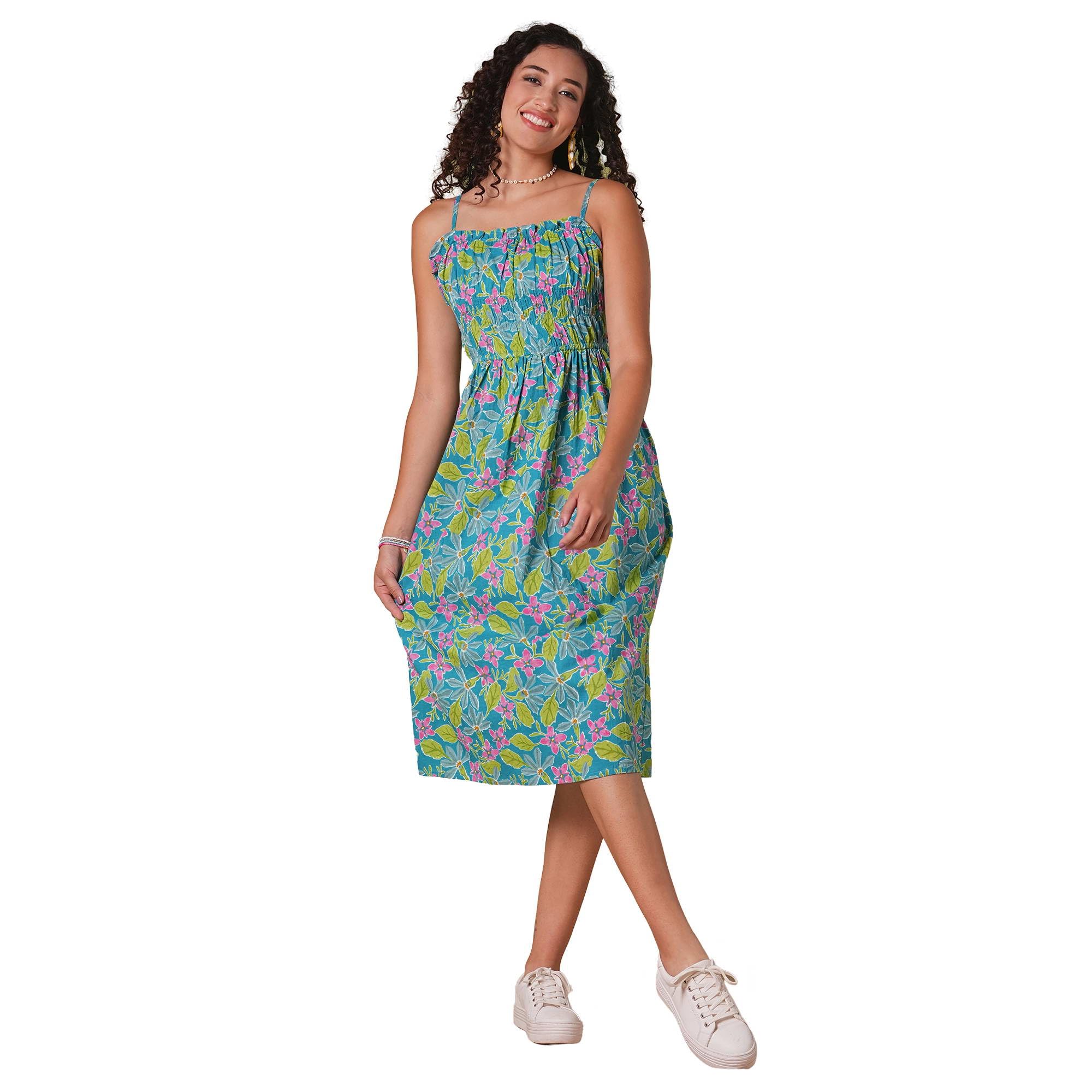 Global Desi Women Ethnic Dress (GS576383_Teal_S) in teal