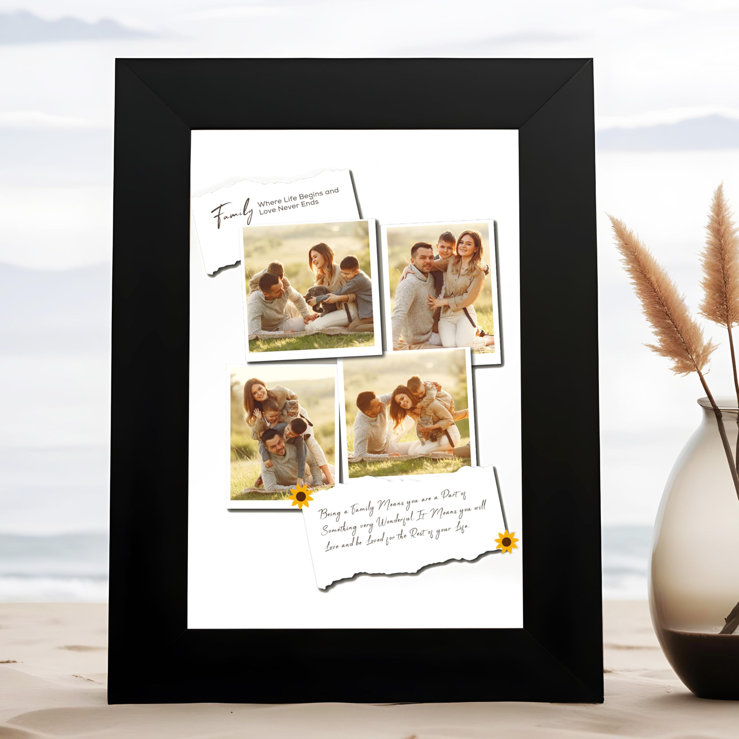 Vintage Family Photo, Customized Photo Frames With Text,Room Home Decor Gift, With Plexi Glass, Personalised Photo Print With Black Frame For Wall & Tabletop,Bedroom 8X6 Inches (Design 19)