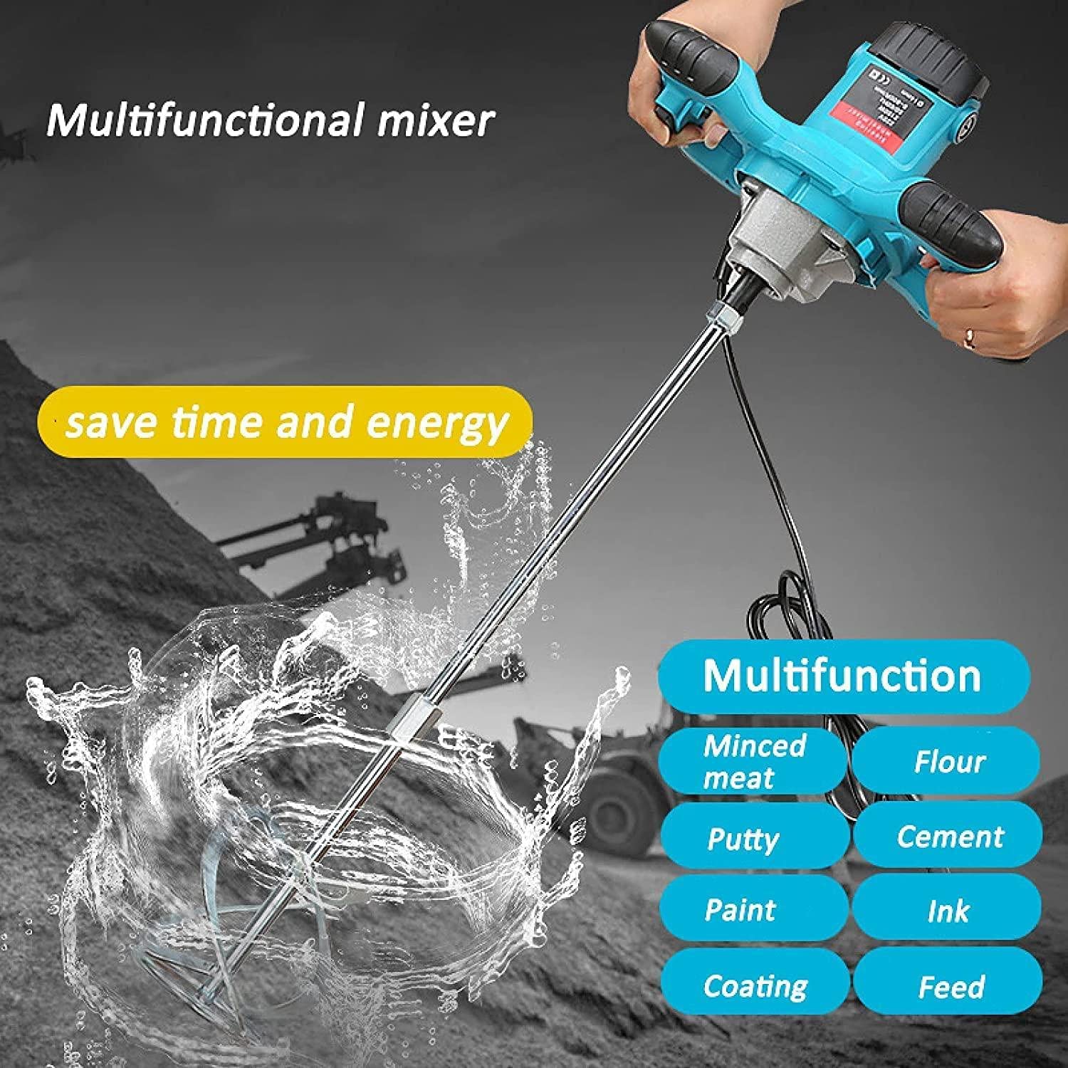 Miscelatore per Cemento colla e Malta 2000W Elettrico trapano Mescolatore Agitatore per Malta con 6 velocità Regolabili attacco M14 impugnatura ergonomica e sistema antivibrante