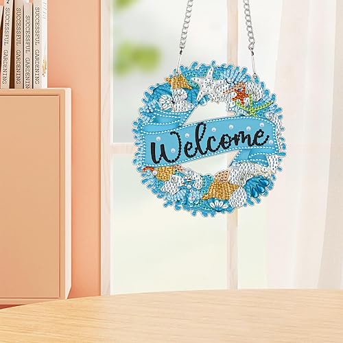 Miniatura 4 de Kits de pintura de diamantes de 5.7 x 5.9 pulgadas, colgante colgante de océano, adornos de corona de organismo marino con forma de diamante