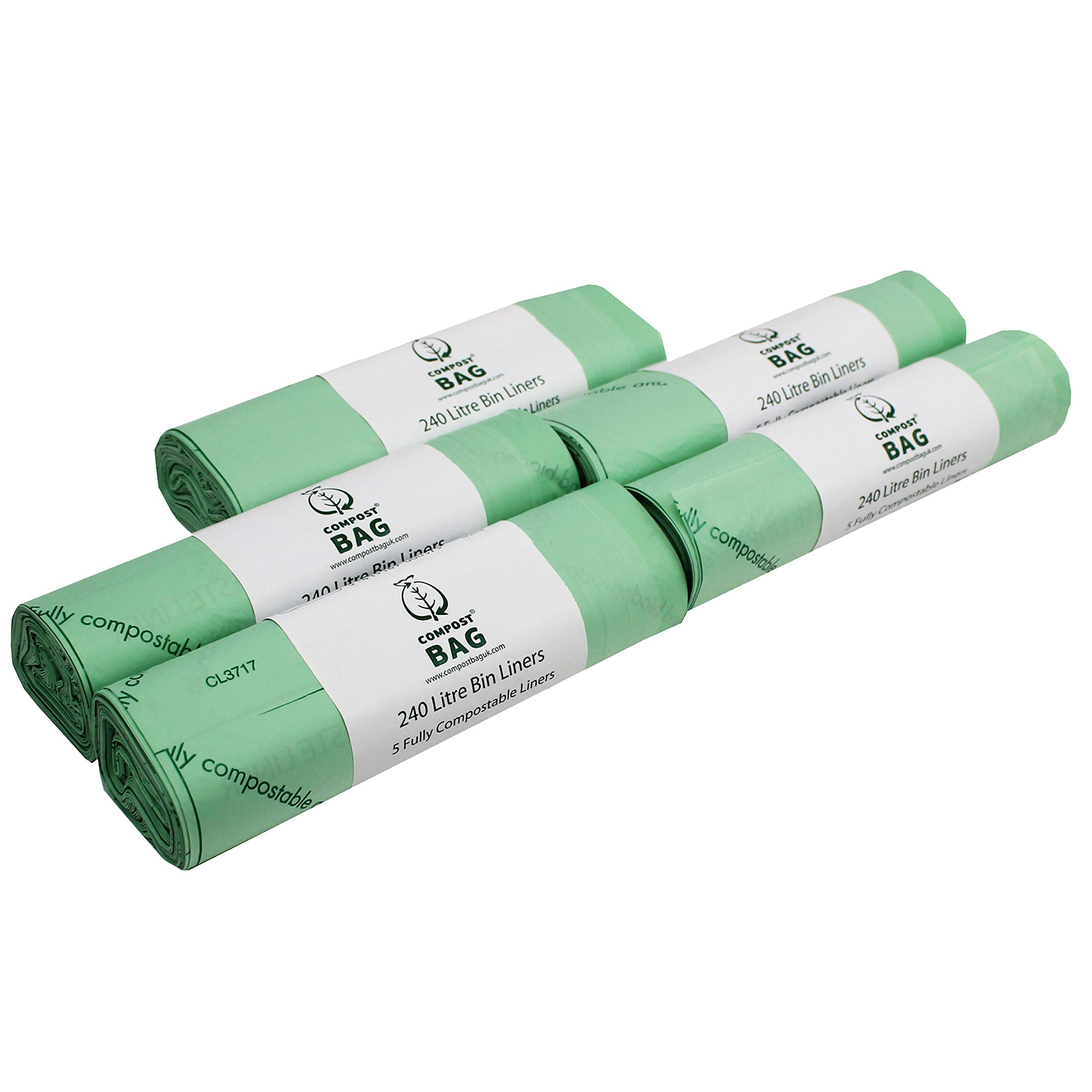 240L x25 Compostable Wheelie Bin Sacks - Biobag Bin Liners - EN13432 - 240 litre