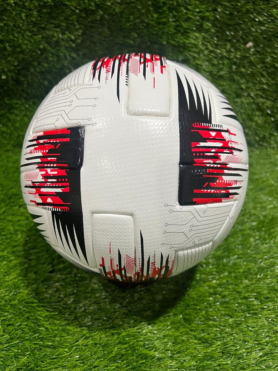 Pallone da calcio professionale, misura 5, termosaldato, in PU, Prisma goffrato, 6 pannelli, colore rosso e nero su bianco, palla ufficiale per adulti e ragazzi