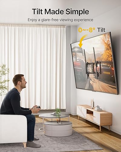 Miniatura 5 de monTEK Soporte de pared para TV inclinable de alta resistencia para televisores grandes planos y curvos de 43 a 100 pulgadas, soporta 200 libras,