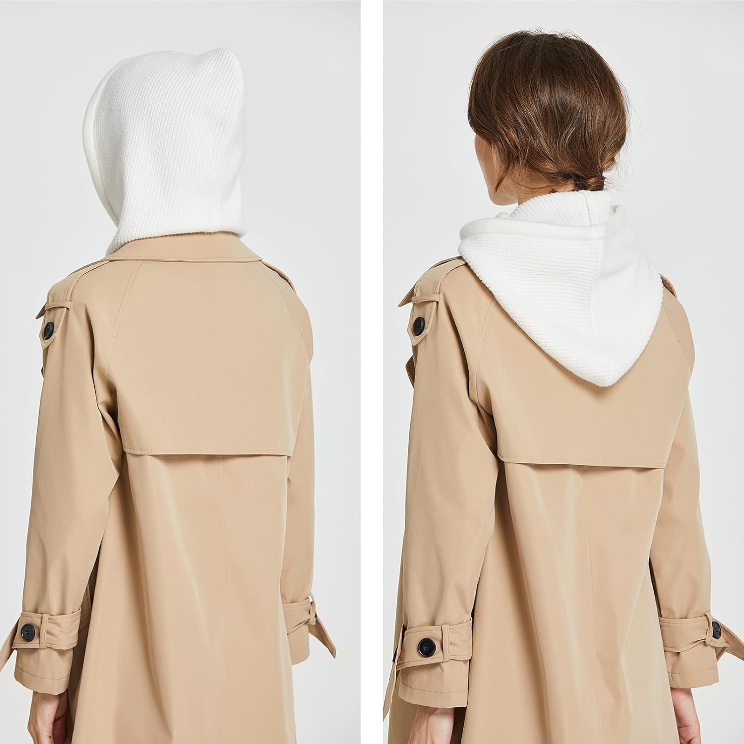 Facecozy Winter Hats for Women, Wool Blend Hooded Scarf Hat for Women Balaclava Knit Skull Cap Beanie Hat Men Neck Gaiters - Image 3