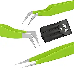 SIVOTE Pinça Para Extensão De Cílios, Volume, Isolamento E Cílios Clássicos, Pacote Com 3, Verde