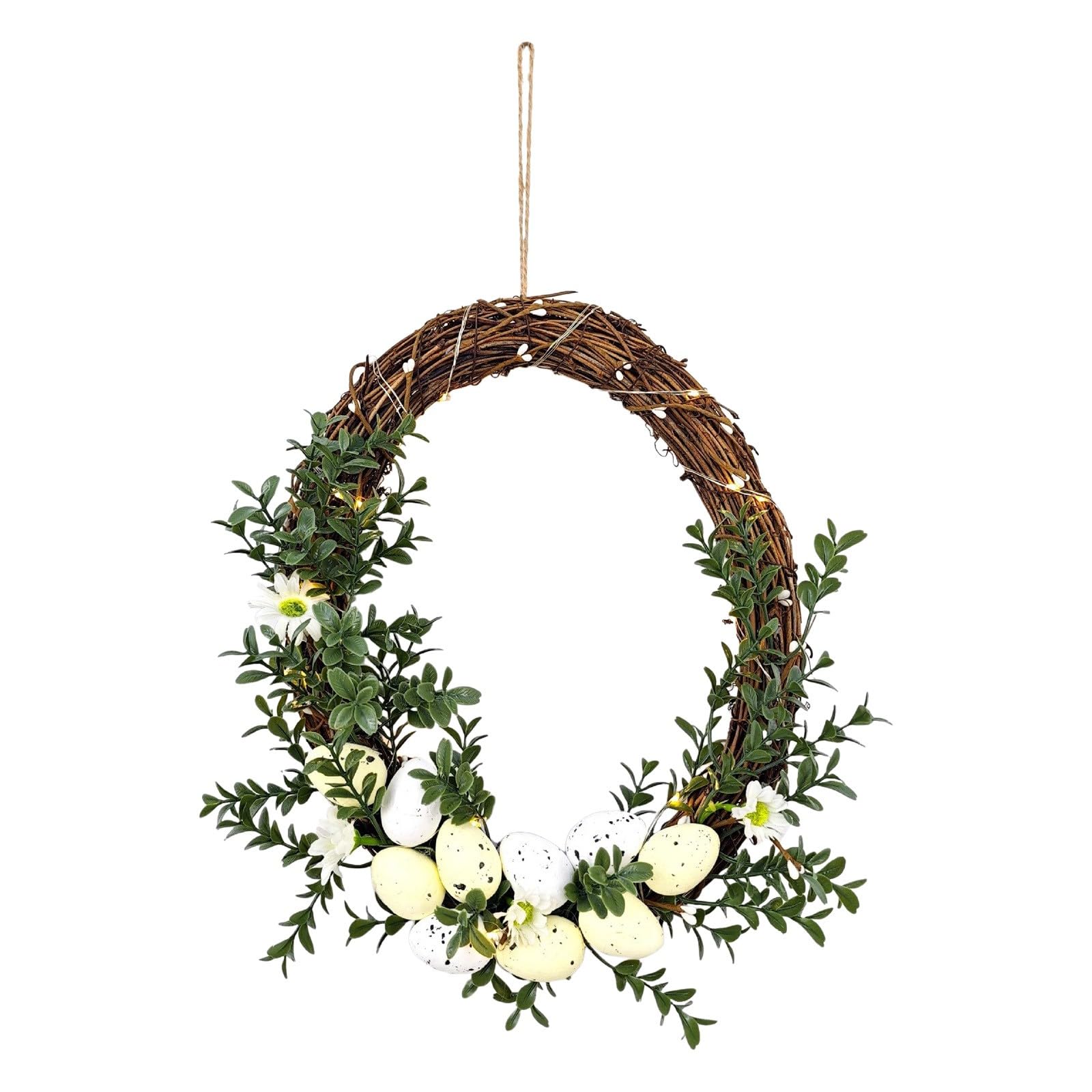 Ghirlanda Decorativa, Ghirlanda Pasquale, Ghirlanda Primaverile Extra Large, Ghirlanda Fiori, Decorazione Appendere alla Porta, Combinazione Legno Naturale e Fiori Che Danno Una Sensazione
