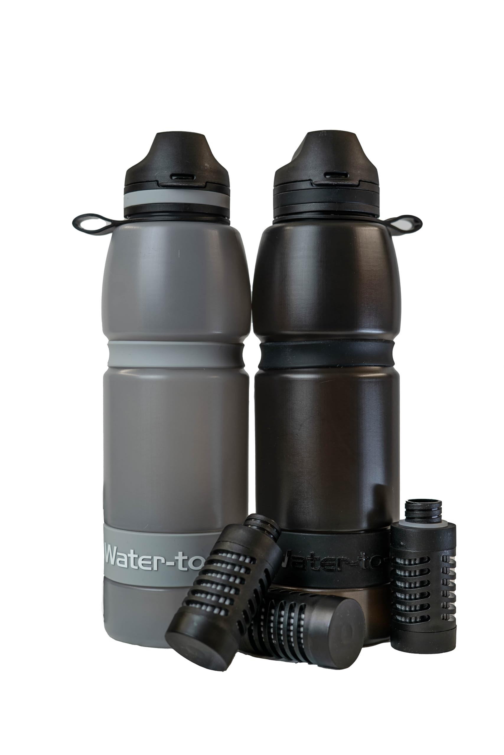 WATER TO GO Botella de agua Active 100 con filtro 3 en 1, 1,0 litros, material de caña de azúcar, 193 g, probado en laboratorio, elimina el 99,9999% de contaminantes, Cloud Silver