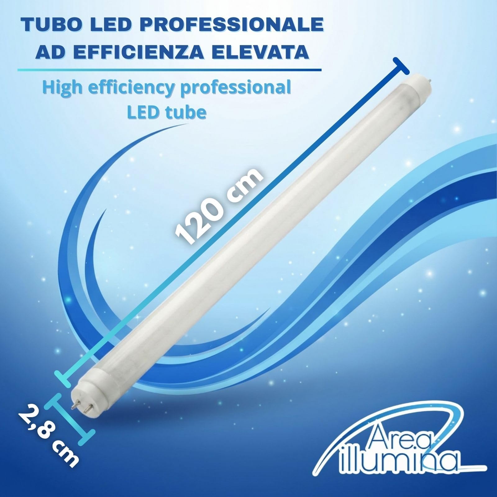 Tubi LED T8 G13 60/90/120/150 cm – Alta Efficienza – 4000K Luce Naturale o 6000K Luce Fredda – Starter Incluso – 360° – Vetro (10, 120 cm Luce Fredda 6000K)