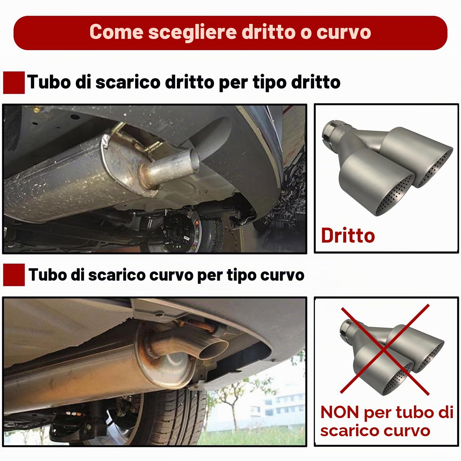 ingresso 2,5" uscita 3,5" Terminali di scarico in acciaio inox e gelo da 63 mm, con fori Auto End Silenziatore