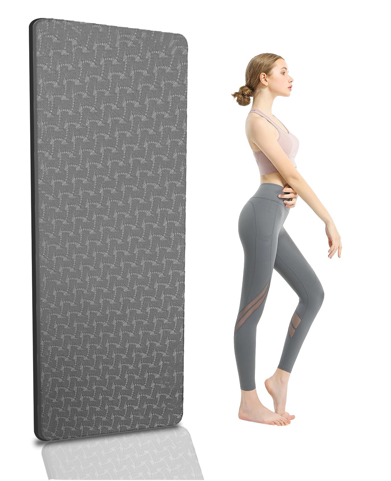 Tapis de yoga en TPE - 8 mm d'épaisseur - Sans odeur - Antidérapant - Très épais - Haute densité - Respectueux de l'environnement - Pour l'entraînement, le Pilates, le fitness