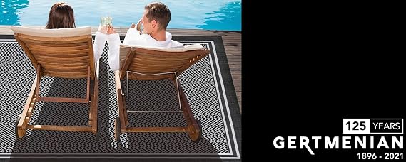 Gertmenian Indoor Outdoor Classic Flatweave Area Rug, Stain & UV Resistant Carpet, Deck, Patio, Poolside & Mudroom, 8x10 Ft Large, Simple Border, Steel Gray Silver, 21971