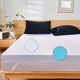 2 Inch Twin(39"x75") Gel Memory Foam Mattress Topper,Cooling Gel Infused Mattress Pad with Removable Soft White Cover,Blue Mattress Topper for Pressure Relief Back Pain, CertiPUR-US Certified