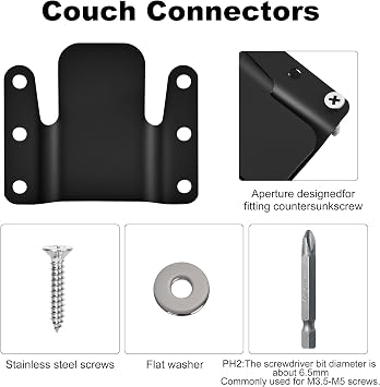 4 Pcs Universal Sectional Sofa Interlocking, Sectional Couch Connectors,Sofa Connector Bracket