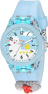 SWADESI STUFFCute Cartoon Multi Color Lights Rubber Strap Analog Watch for Girls