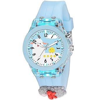 Swadesi Stuff Cute Cartoon Multi Color Lights Rubber Strap Analog Watch for Girls