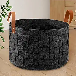 boldmonkey Cesta de armazenamento cesto de roupa suja cesta de feltro durável, envie uma sacola de compras (preto 3GG)