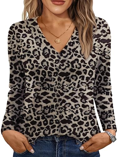 AUTOMET Long Sleeve Shirts for Women Tops V Neck Casual