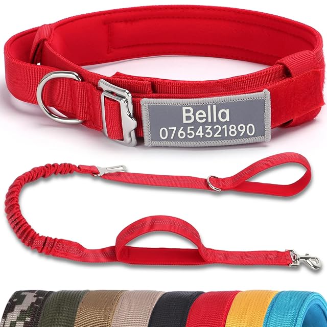 SEOUGEE Collar táctico personalizado con asa y correa