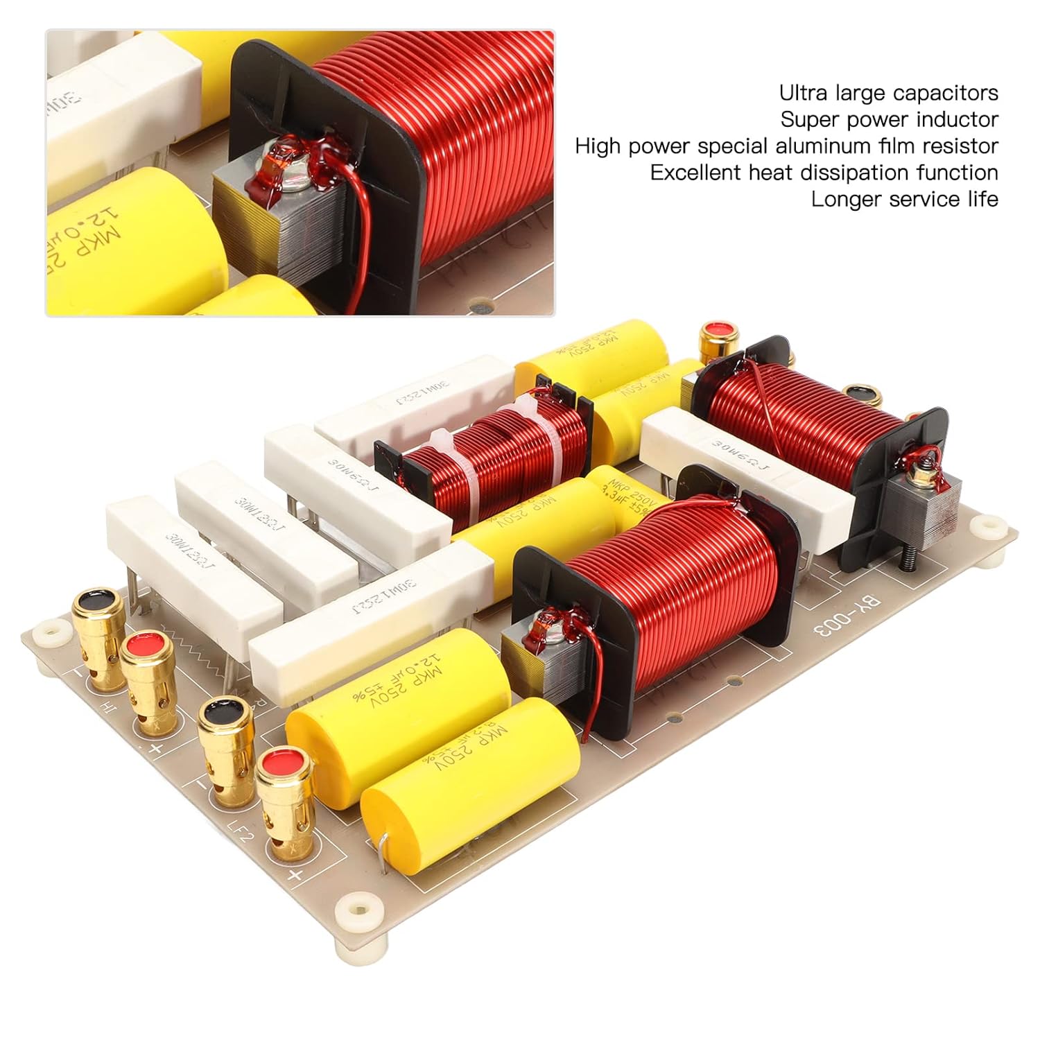 3-Way Passive Crossover, High Power Frequency Divider, 800W Professional Crossover Filter for Stage Speakers, Treble Bass Divider