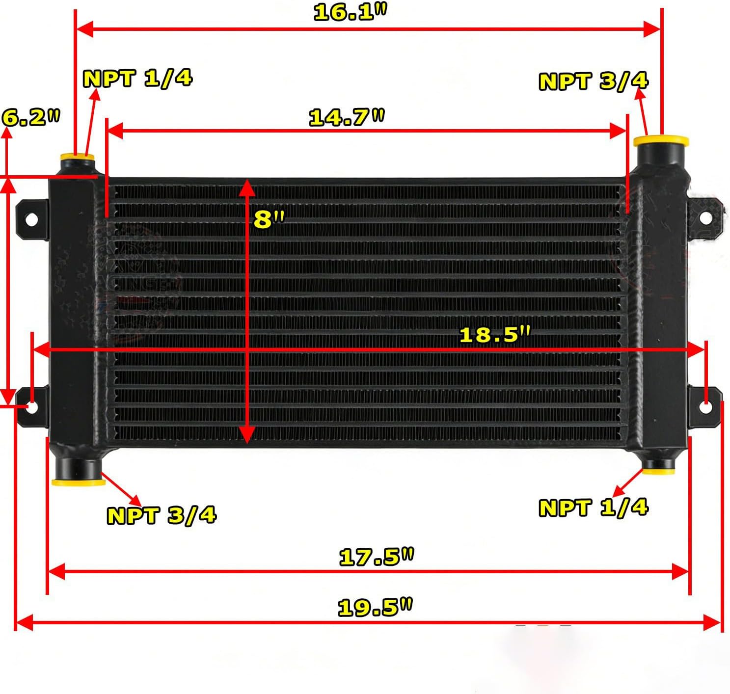 Pro Universal Aluminum Bar and Plate Air Compressor Belt Guard Cooler 18.2” x 8” 3/4” NPT