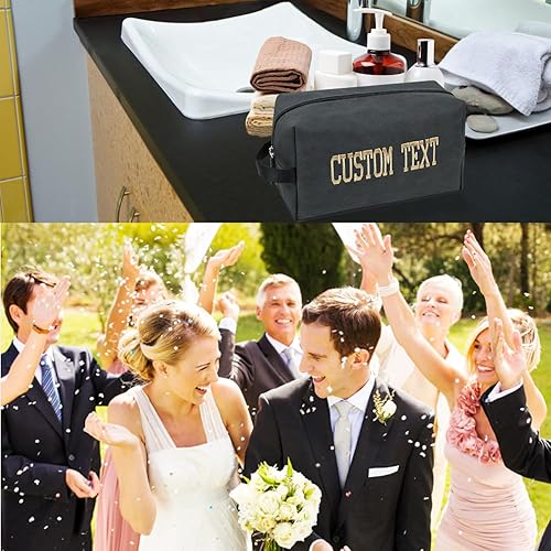 Miniatura 5 de Graceful life Neceser personalizado para hombres, bolsa de afeitar personalizada resistente al agua para accesorios de aseo personal, Negro -,