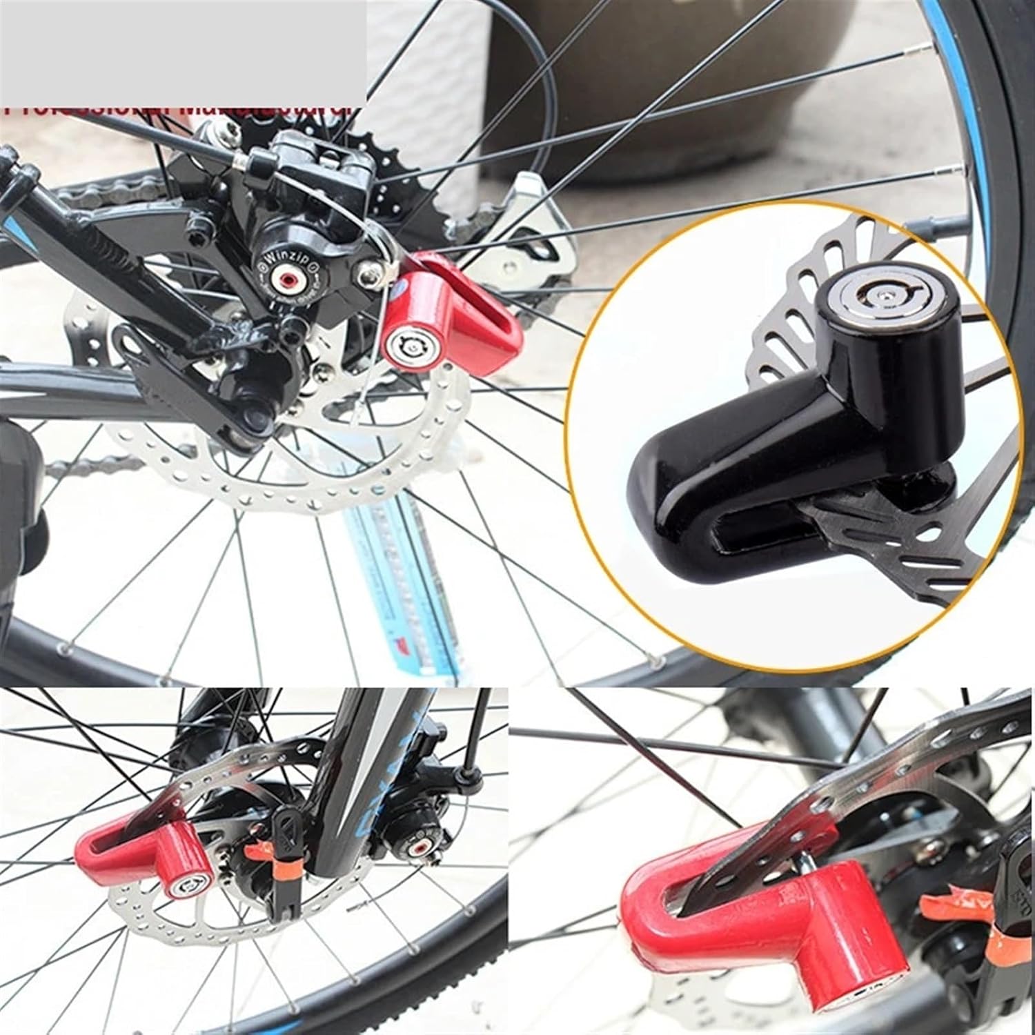 3 Color Steel Antitheft Disc Brake Lock for Bicycle Mountain Vehicle Motorcycle 55mmX44mmX9mm ZS15 A 1Pcs(Black)